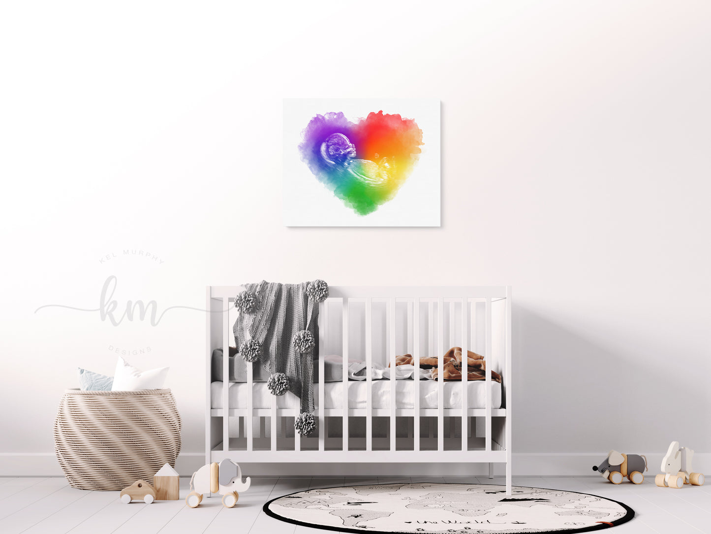 Color swatches and name examples for rainbow baby ultrasound memorial art