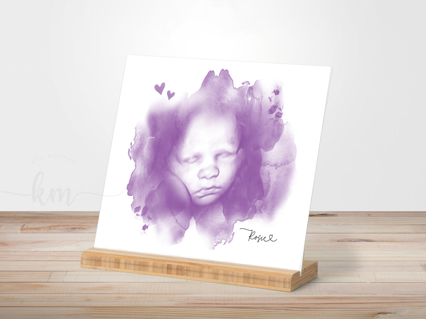 Watercolor ultrasound memorial for 3D or 4D pregnancy loss image