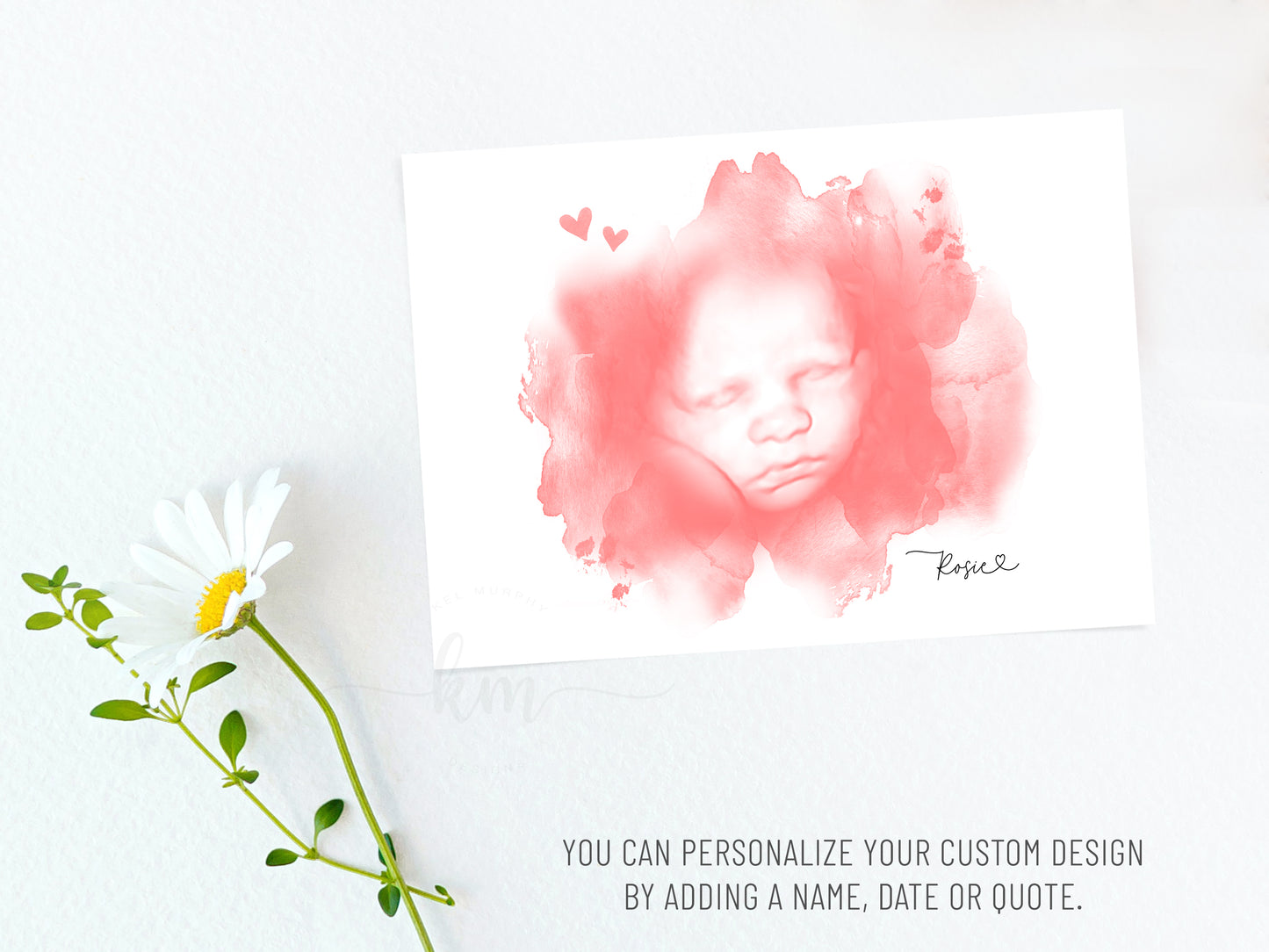 Cloud and heart design featuring custom sonogram for baby loss