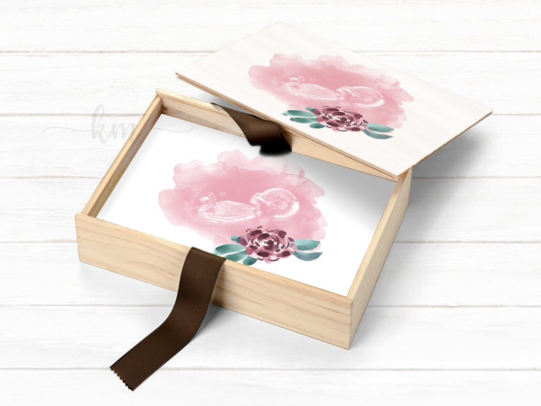 The perfect New Mom Gift, Baby Keepsake Boxes. Perfect for Baby Showers, Infant Loss, Ultrasound Art, Embryo, Newborn Footprints