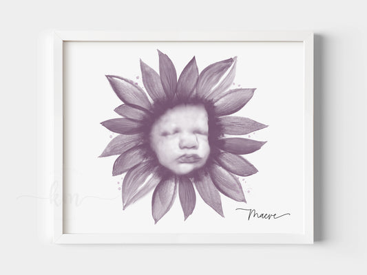Personalized sunflower ultrasound keepsake for baby loss or baby shower gift

