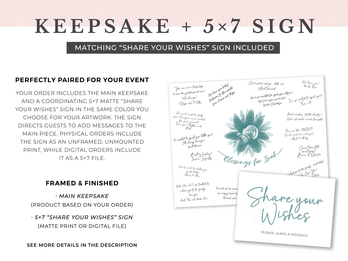 Baby Shower Guestbook Art with Flower Watercolor Ultrasound