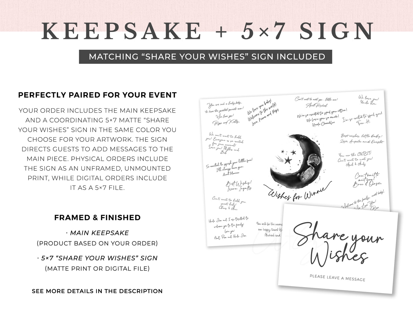 Baby Shower Guestbook Art with Moon Ultrasound