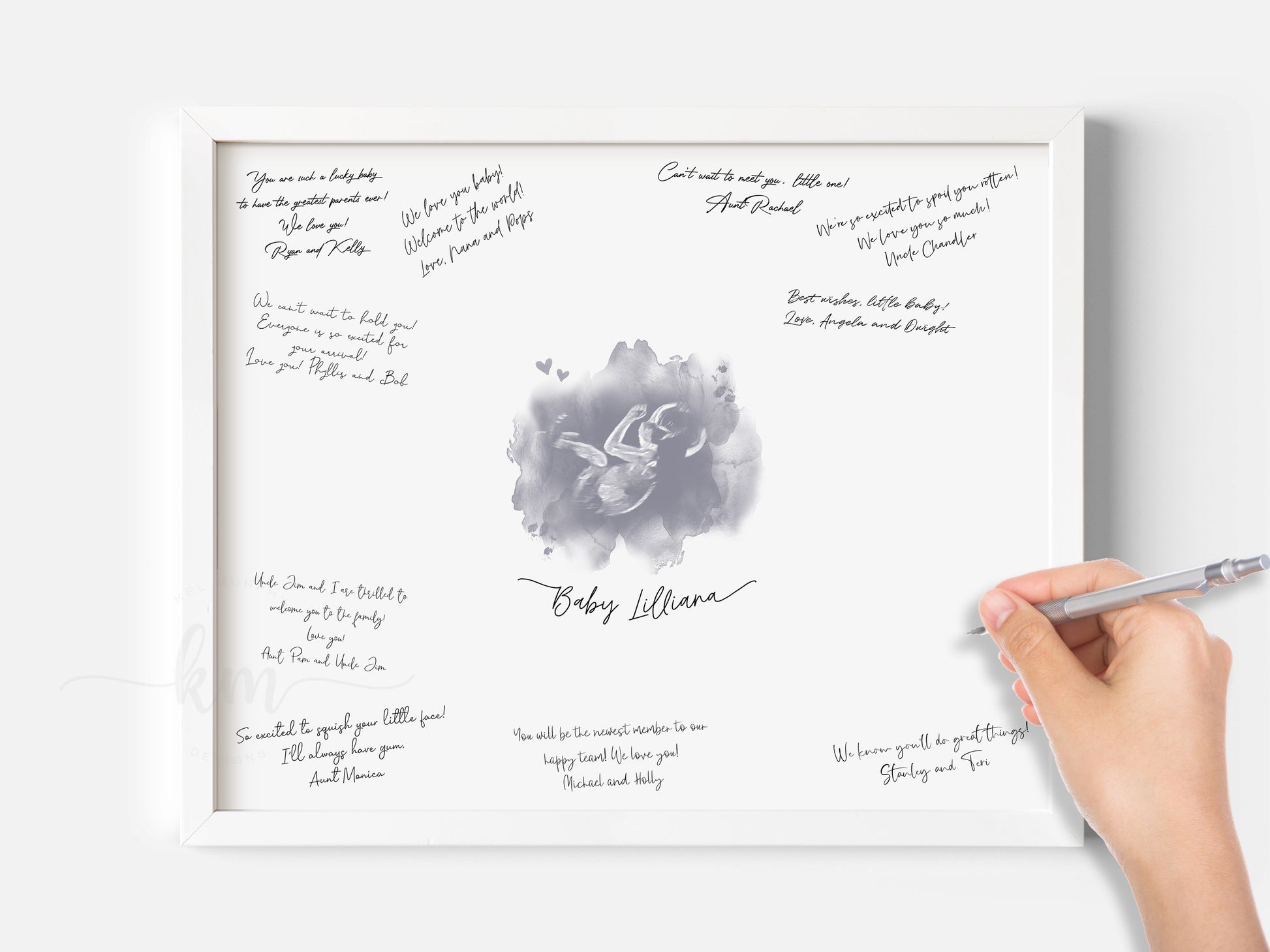 Ultrasound guestbook alternative with cloud and heart design for baby shower

