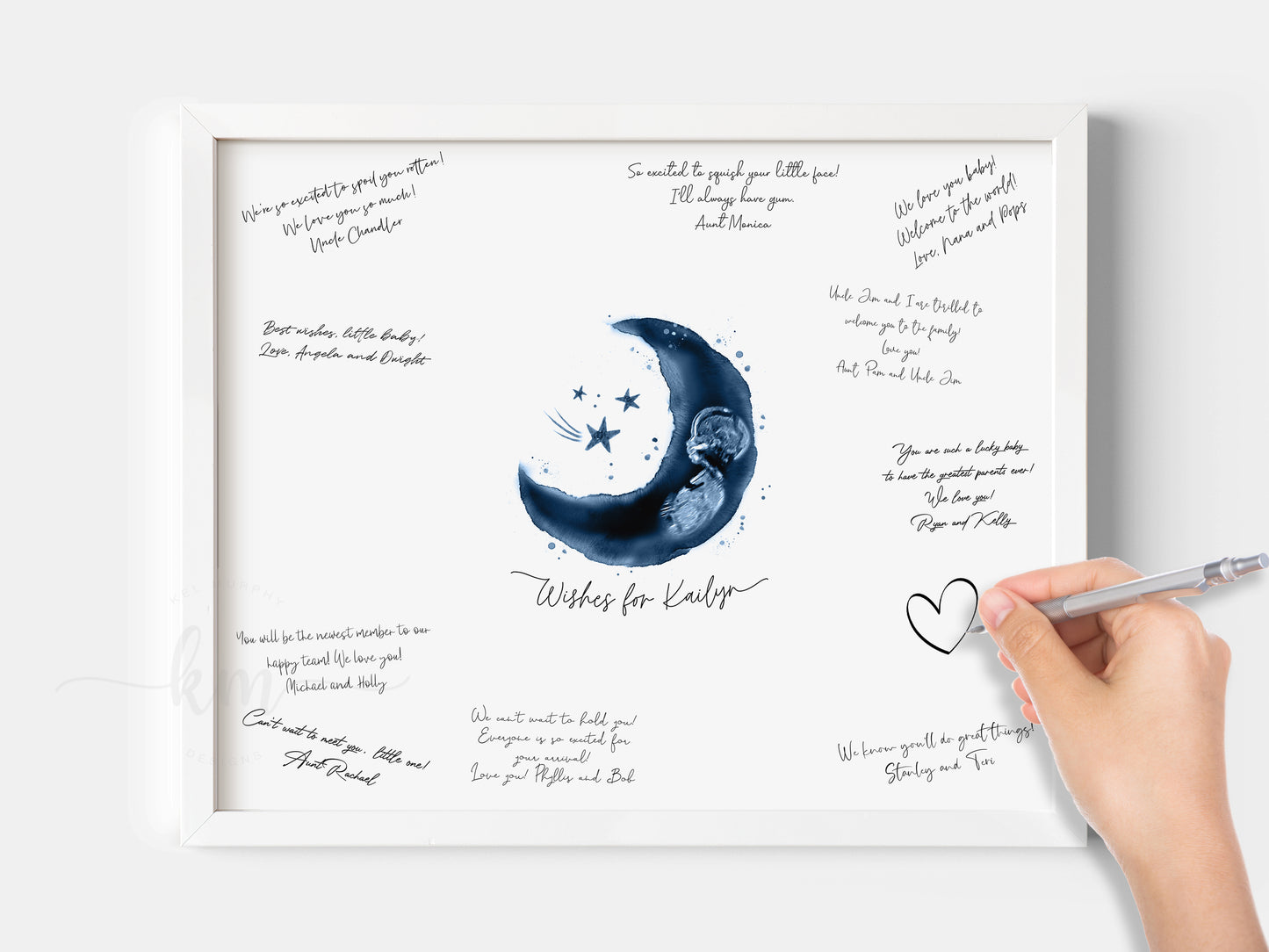 Baby Shower Guestbook Art with Moon Ultrasound