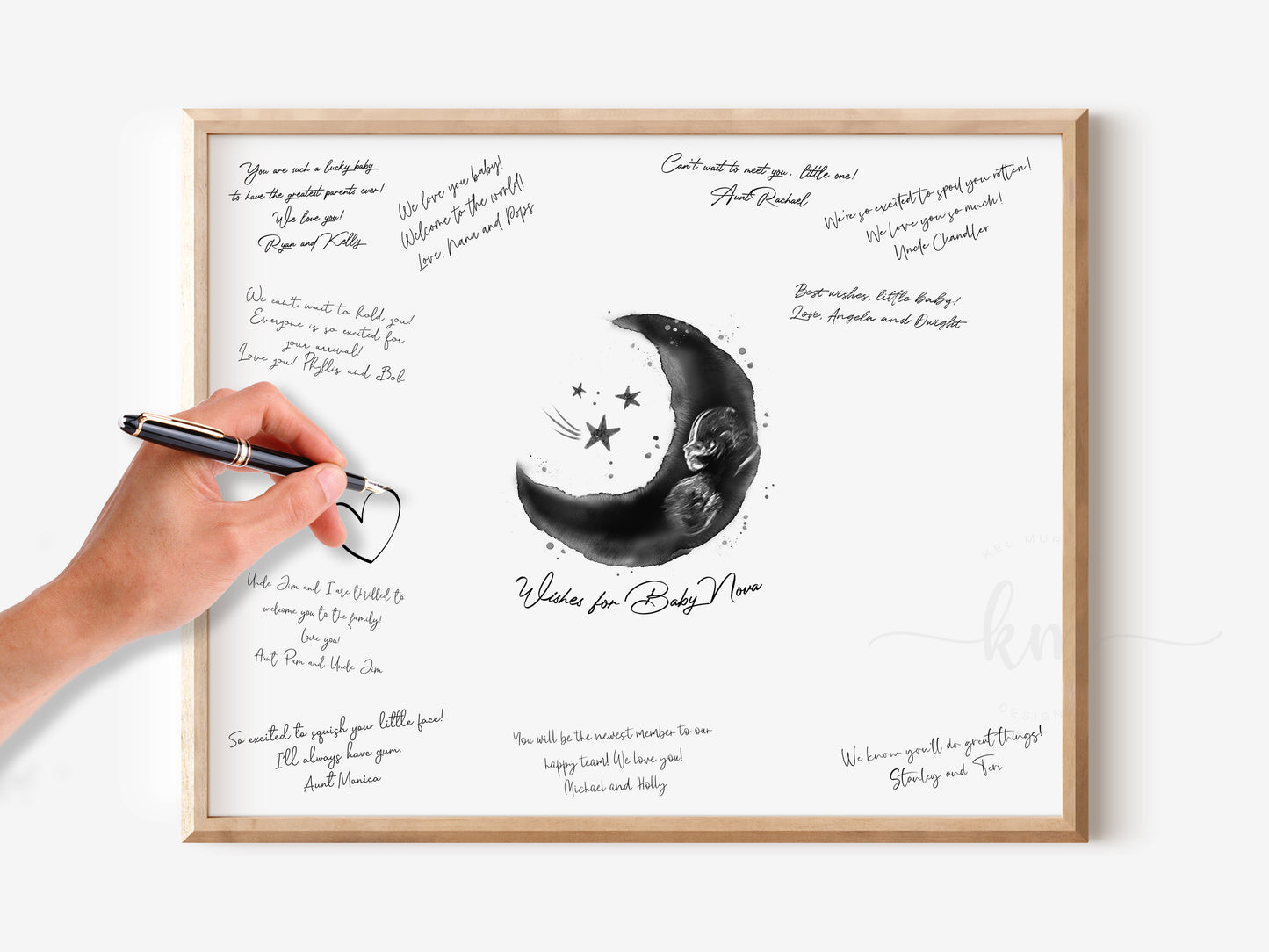 Baby Shower Guestbook Art with Moon Ultrasound