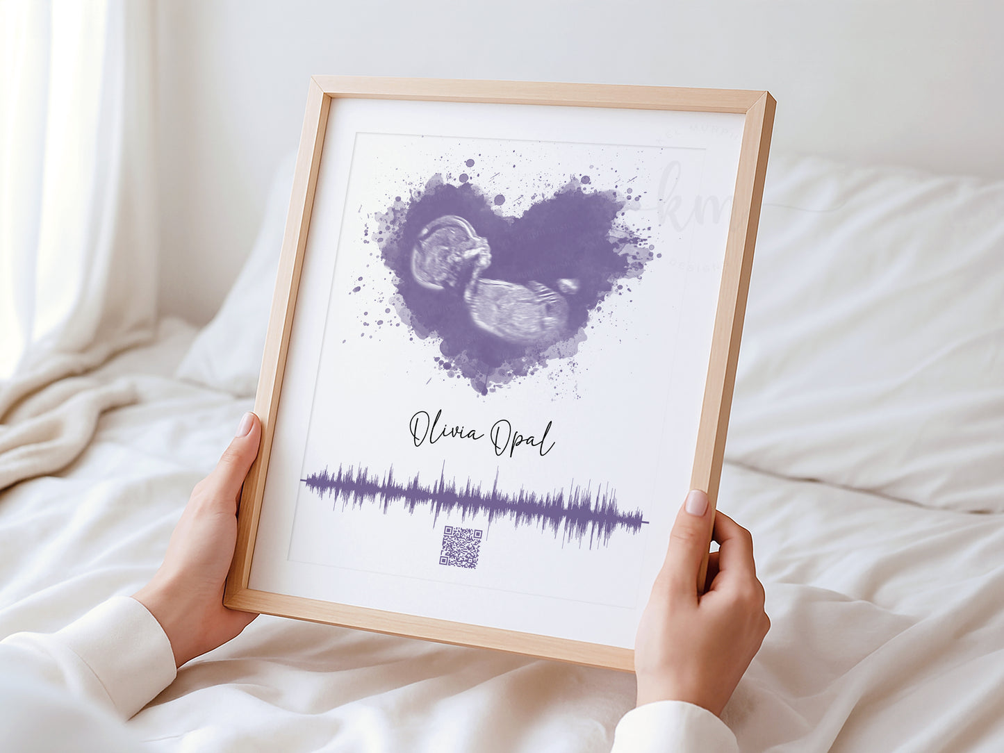 Personalized watercolor ultrasound keepsake, baby shower or memorial gift

