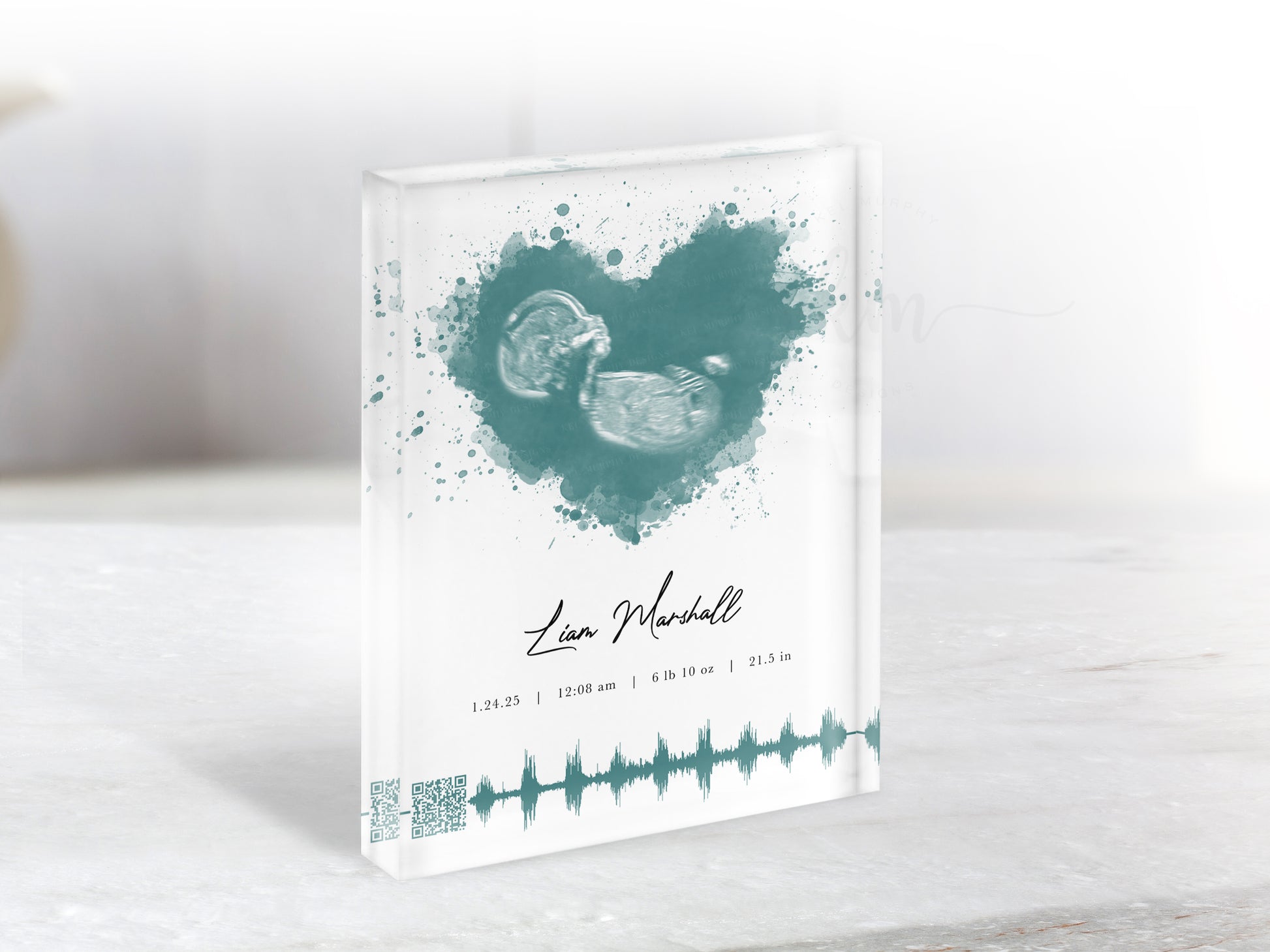 Christian ultrasound art with soundwave, pregnancy loss or new mom gift

