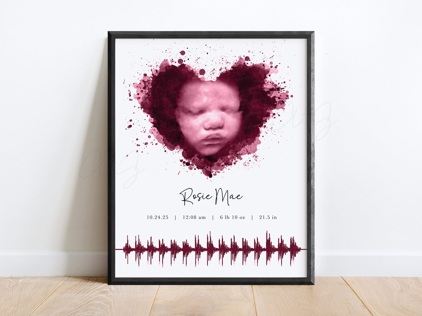 Splatter Heart Ultrasound Art with Baby Heartbeat
