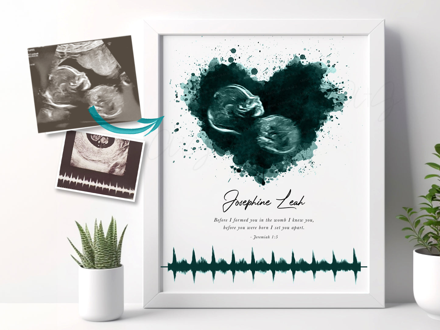 Splatter Heart Ultrasound Art with Baby Heartbeat