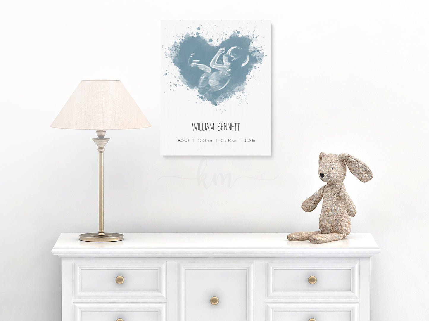 Splatter Heart Watercolor Ultrasound Art (Vertical)