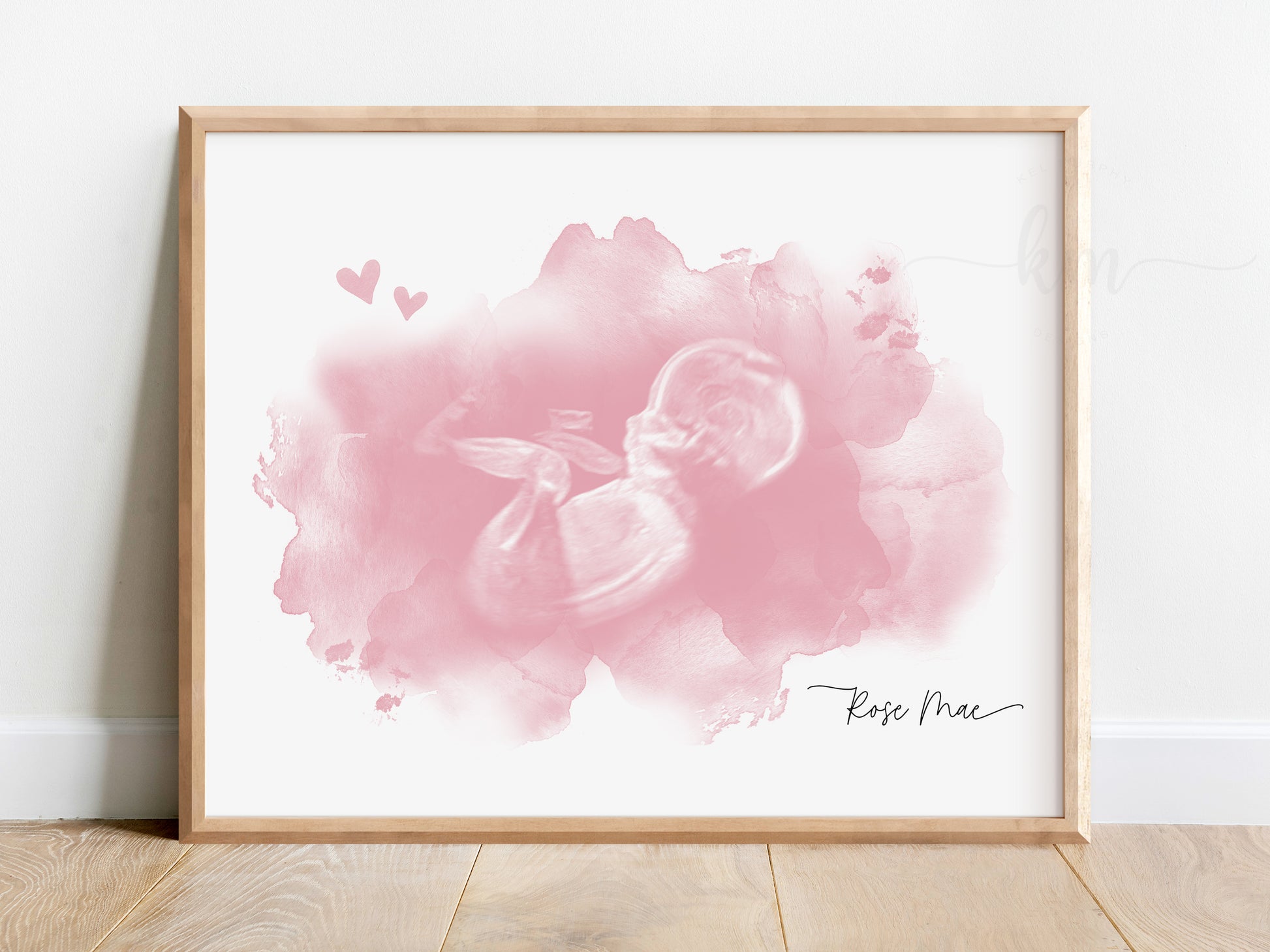 Cloud and hearts ultrasound keepsake for baby loss or miscarriage

