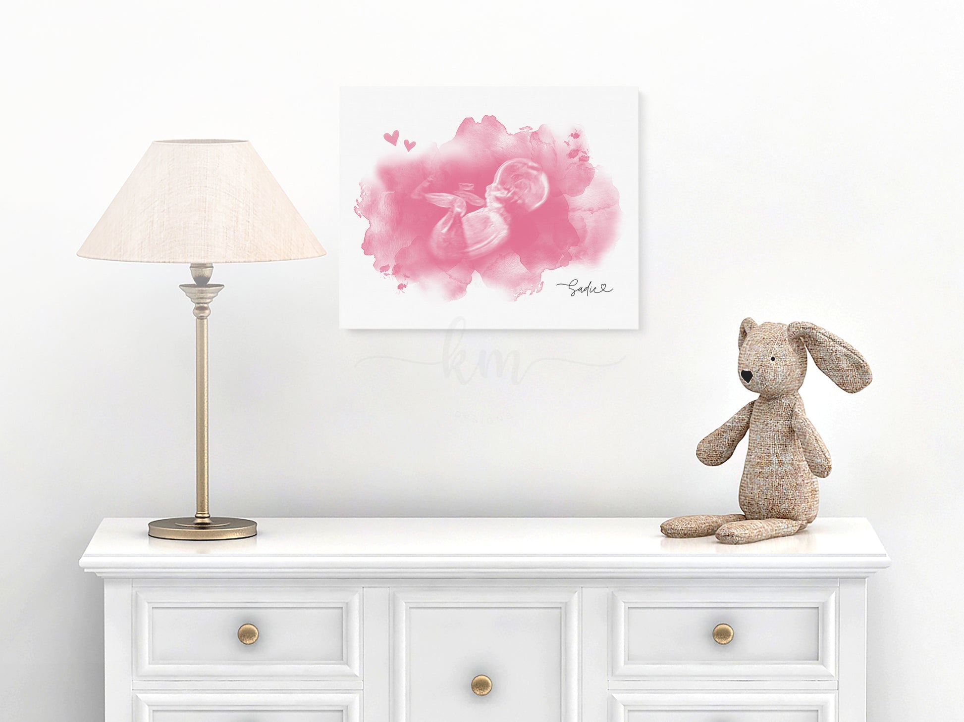 Personalized baby loss gift with ultrasound in heart and cloud layout

