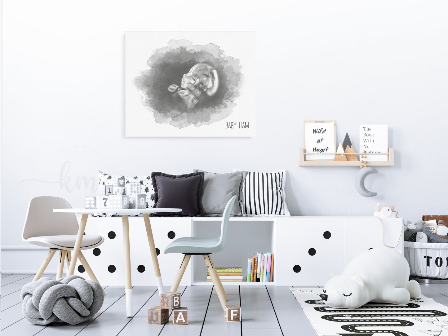 Personalized oval watercolor ultrasound art for new mom or bereaved parents

