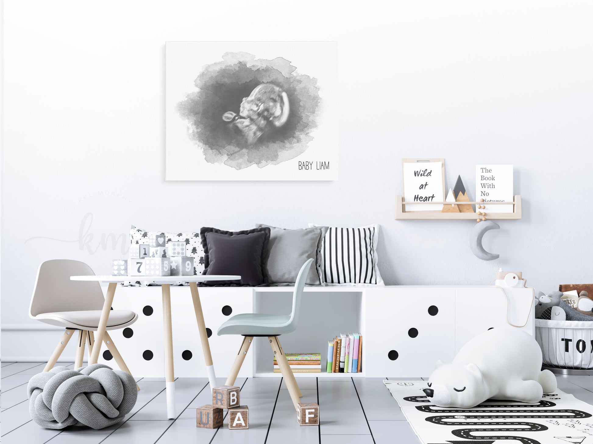 Personalized oval watercolor ultrasound art for new mom or bereaved parents

