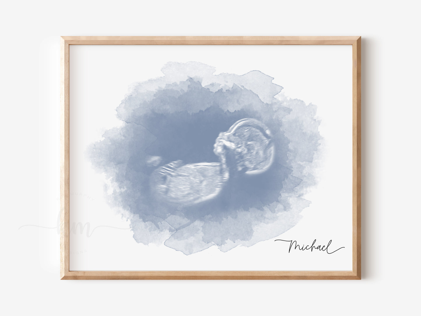 Oval watercolor ultrasound art for baby loss or baby shower gift

