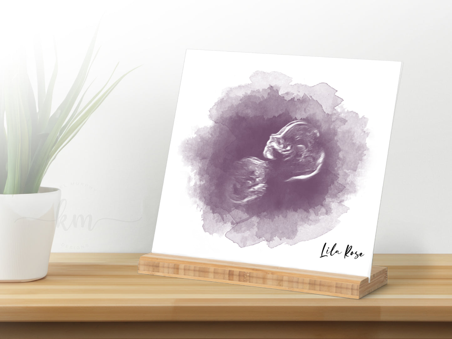 Oval ultrasound keepsake with option to add Bible verse or special message

