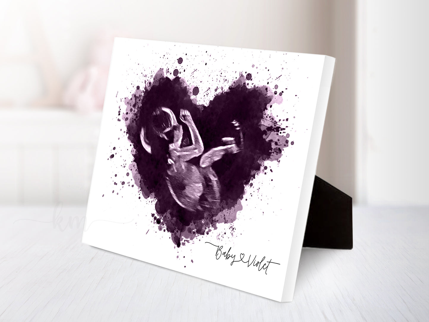 Custom watercolor heart ultrasound art for pregnancy remembrance or new mom gift

