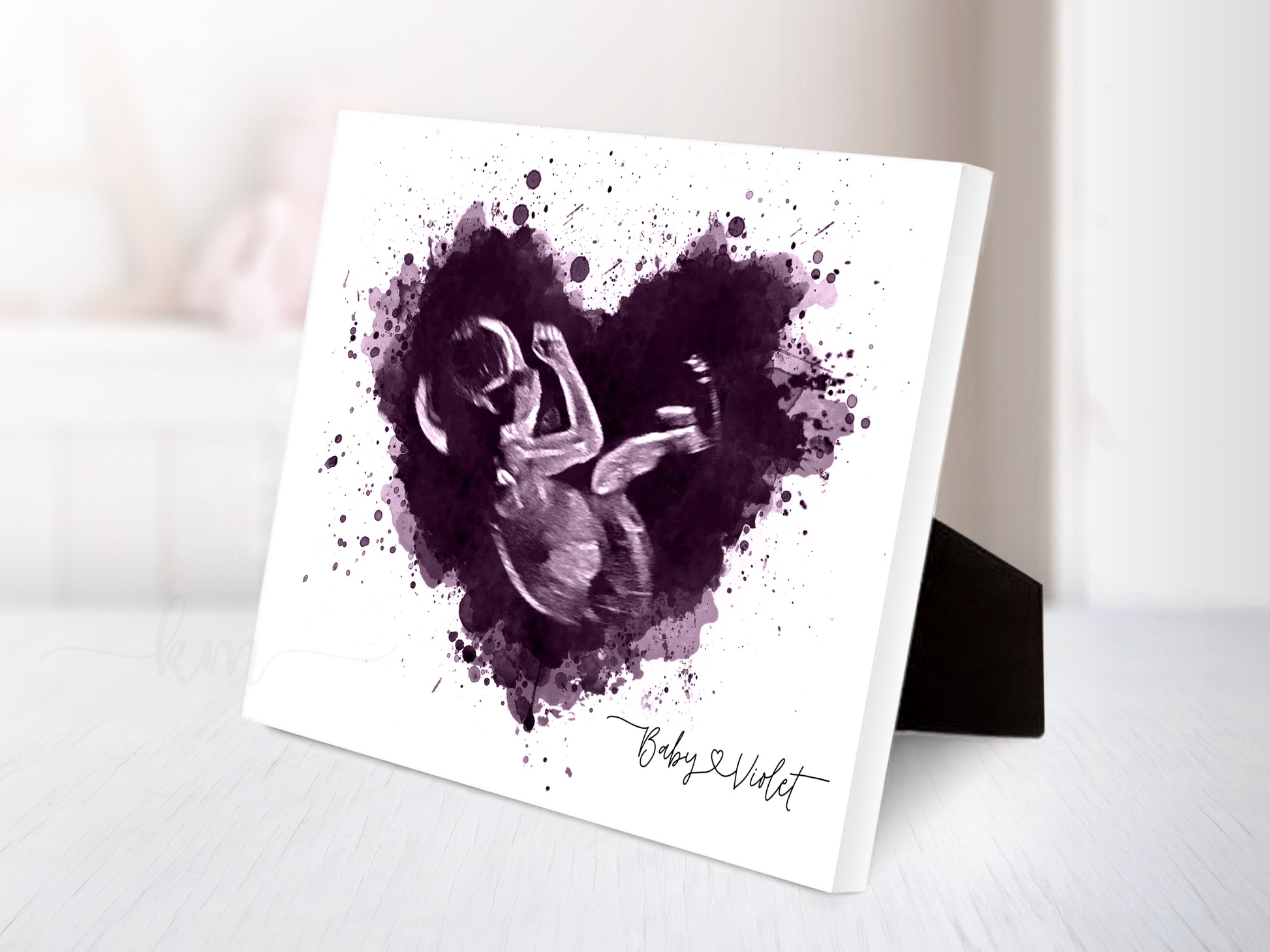 Custom watercolor heart ultrasound art for pregnancy remembrance or new mom gift

