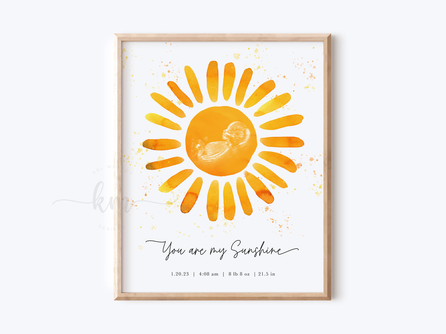 You Are My Sunshine ultrasound art – personalized baby shower or loss keepsake

