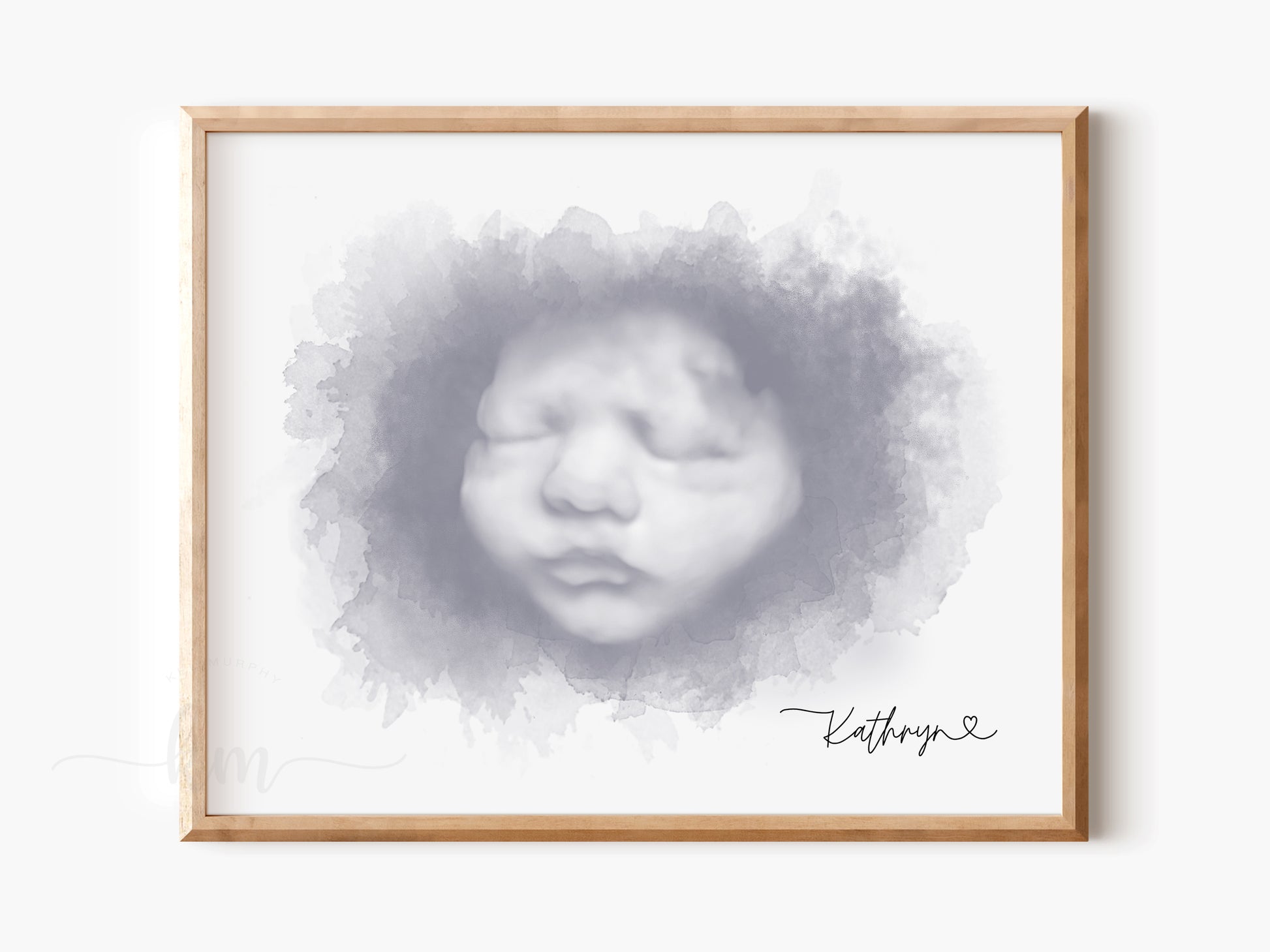 Custom ultrasound artwork with rectangle watercolor design

