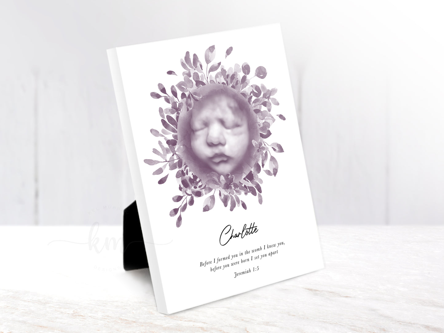 Floral Wreath Watercolor 3D Ultrasound Art (Vertical)