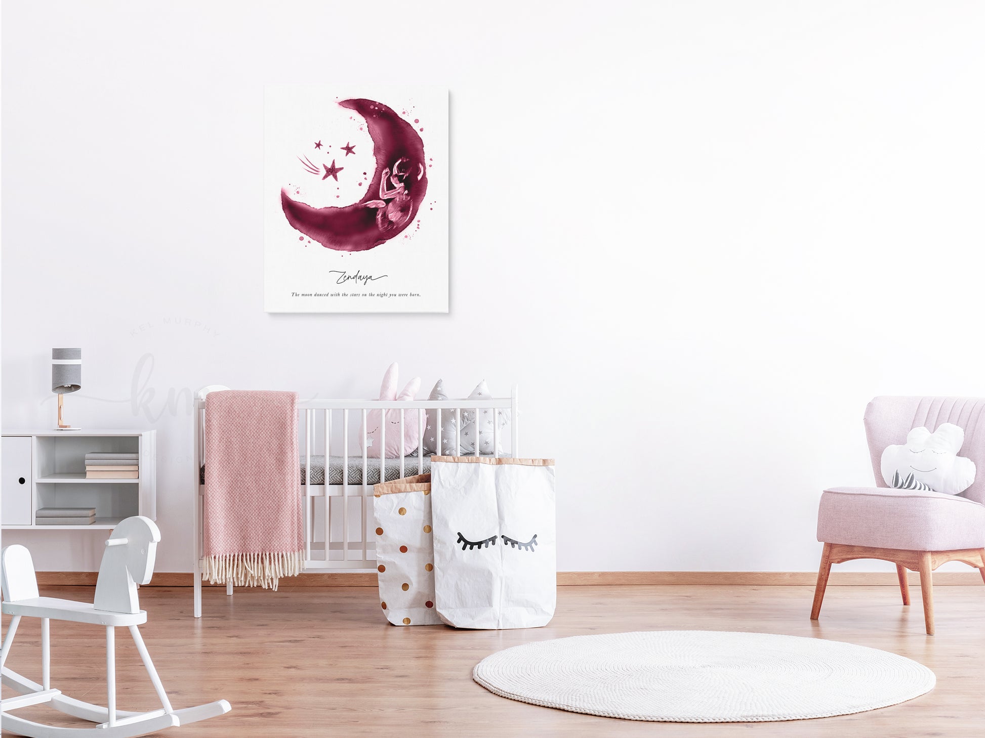 Meaningful moon and stars ultrasound print for remembrance or celebration

