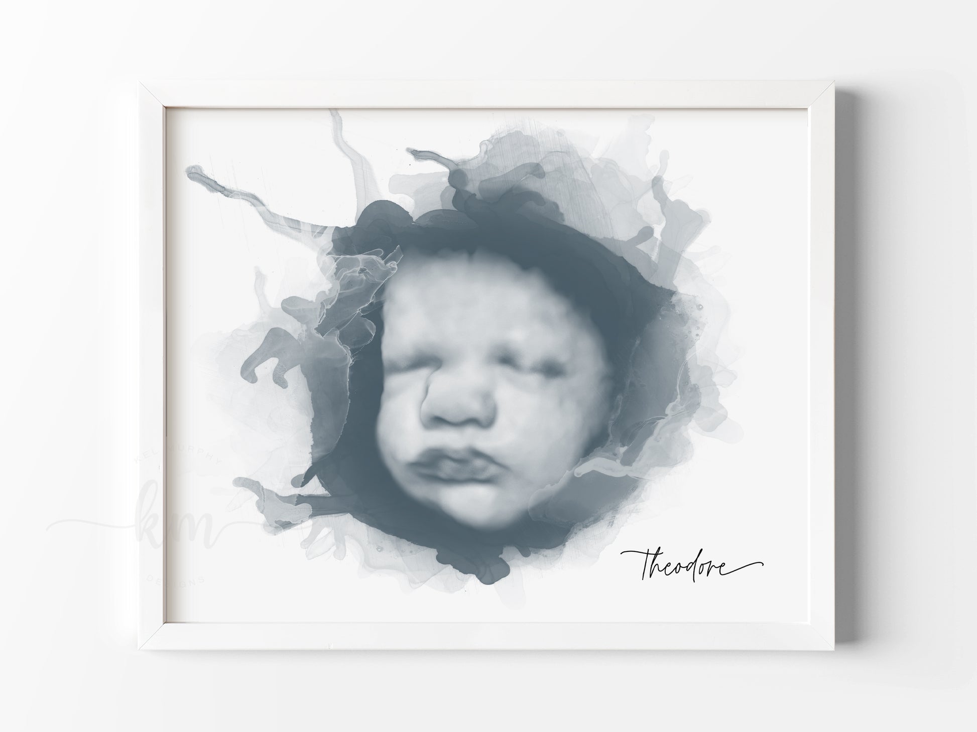 Personalized 3D ultrasound watercolor print for miscarriage gift

