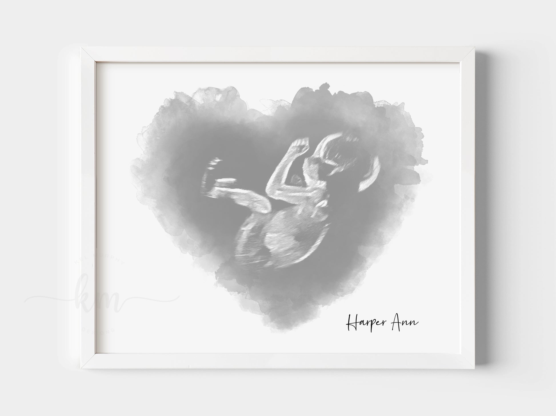 Personalized watercolor ultrasound print with optional Bible verse

