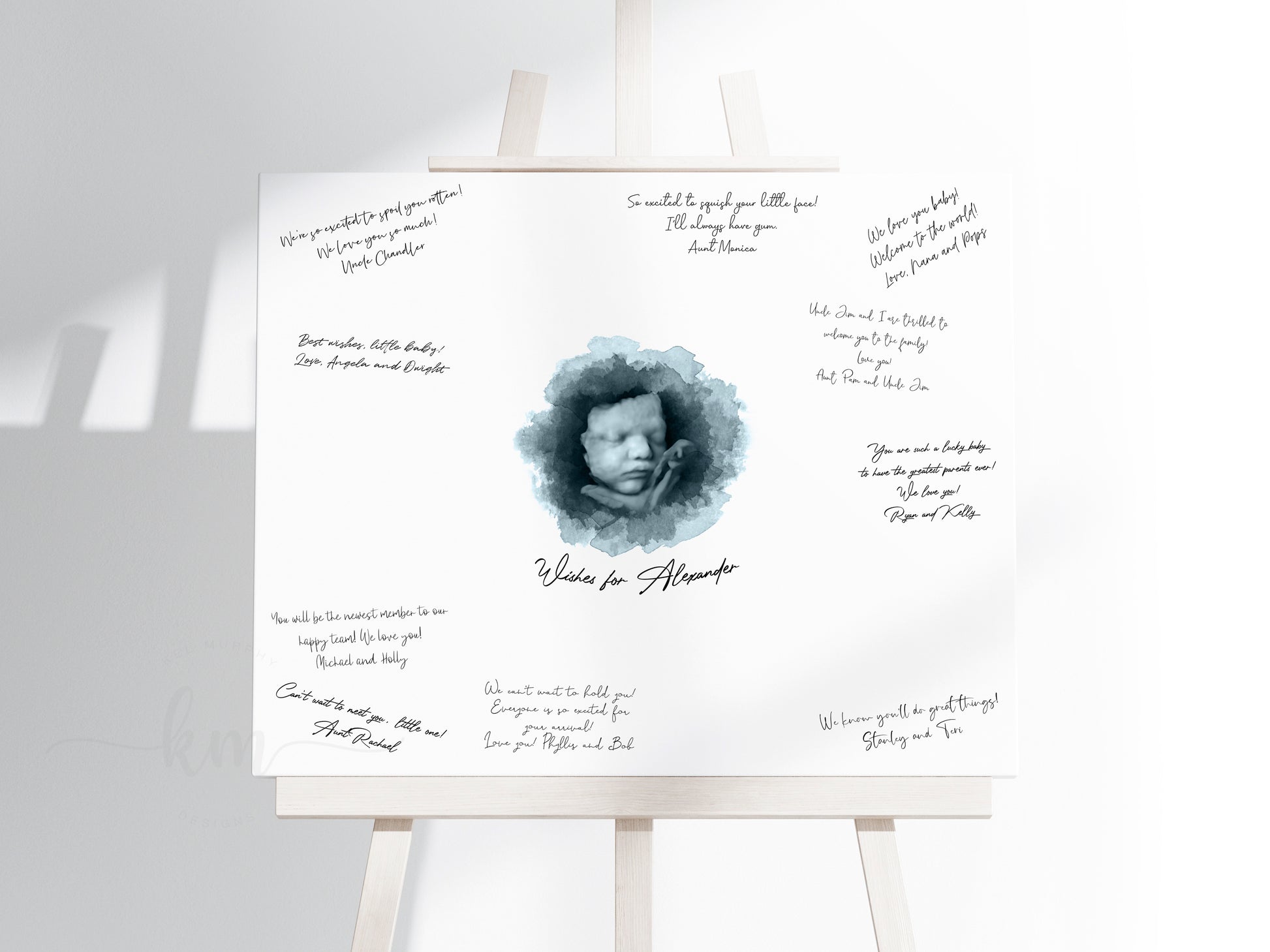 Guestbook ultrasound print with brown floral design – custom baby gift

