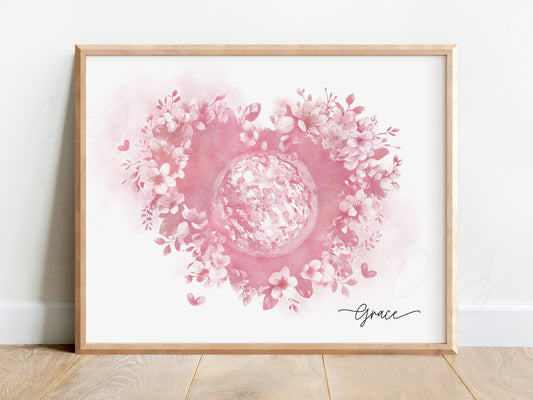 Blossom Heart Watercolor IVF Embryo Art