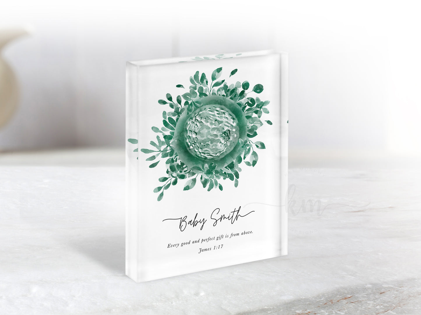 Hand-Painted Floral Watercolor IVF Embryo Art (Vertical)