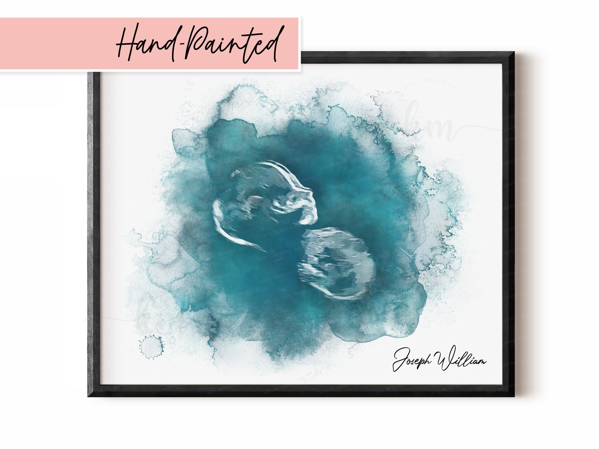 Hand-painted ultrasound keepsake for baby loss or baby shower

