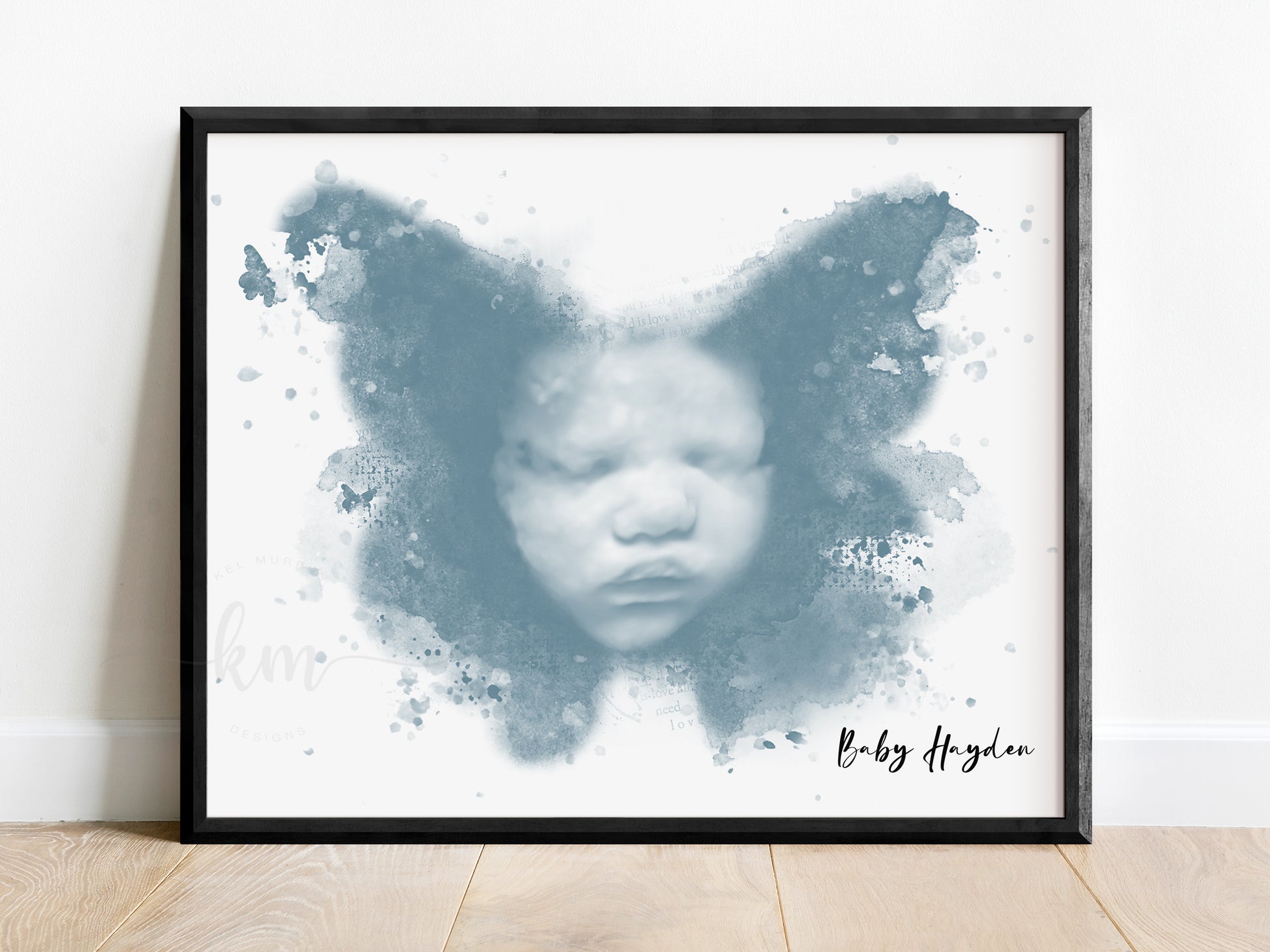 Custom baby loss keepsake with butterfly and ultrasound

