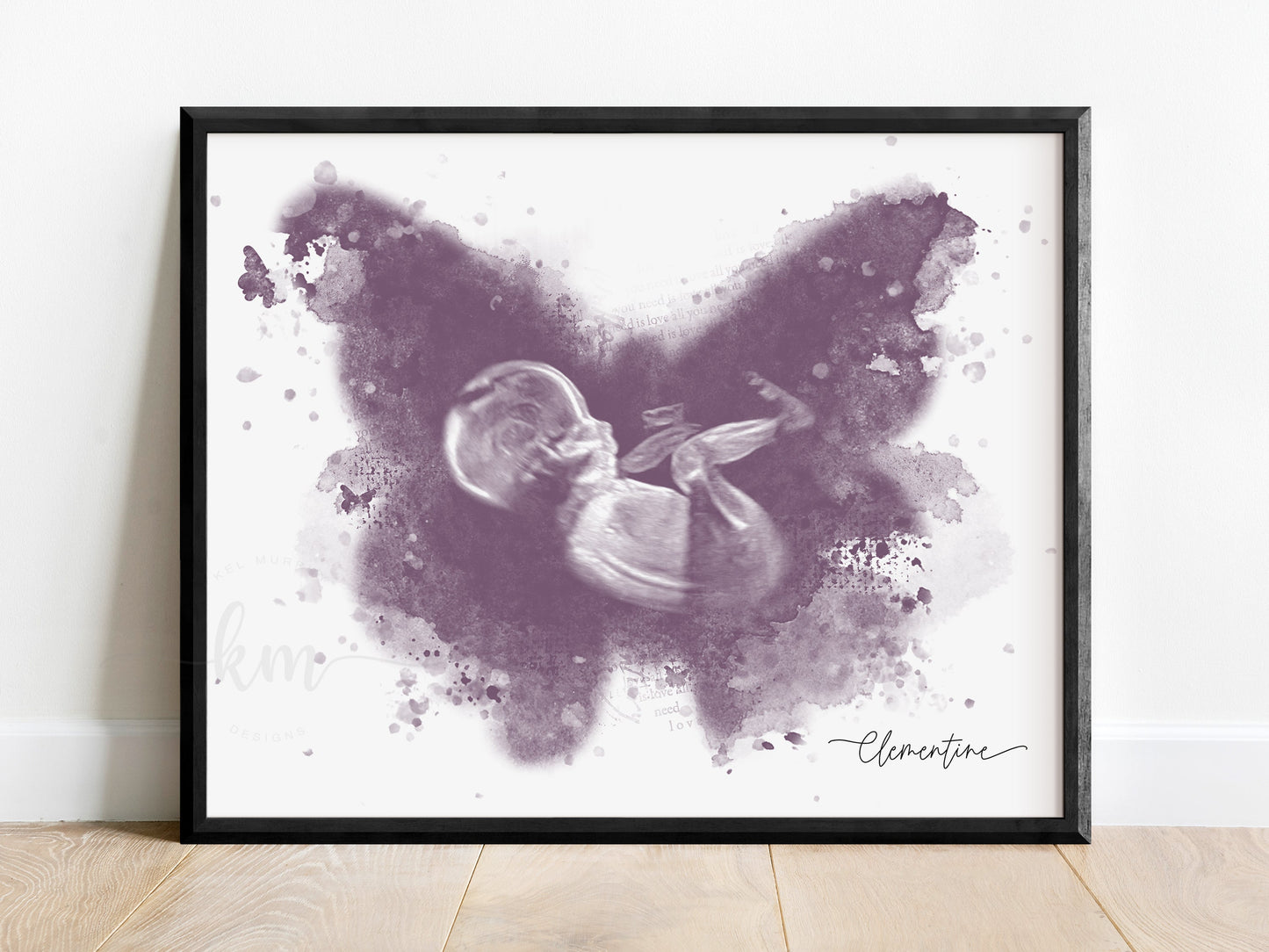 Infant loss ultrasound art for nursery or memorial display

