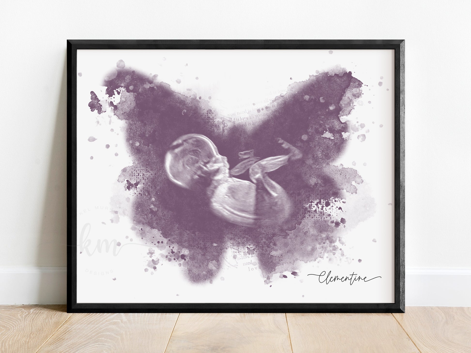Infant loss ultrasound art for nursery or memorial display


