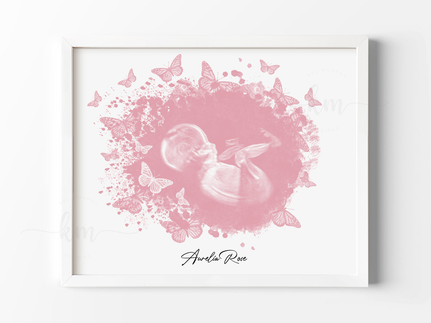 Personalized butterfly ultrasound memorial for pregnancy or infant loss

