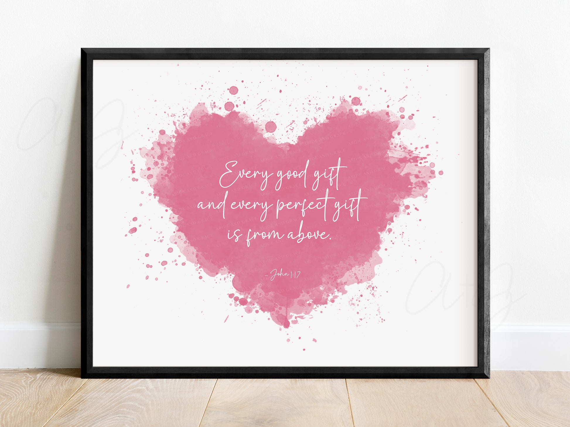 John 1:17 Bible verse print for baby shower or encouragement gift

