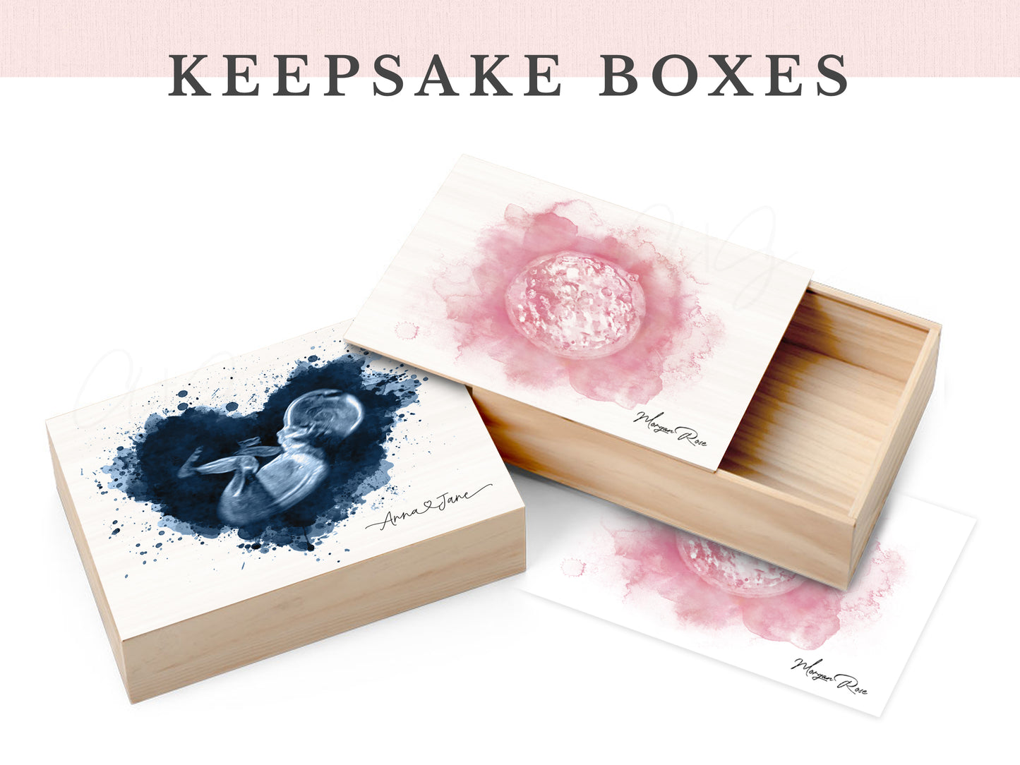 Splatter Heart Watercolor Ultrasound Art with Baby Heartbeat & QR Code