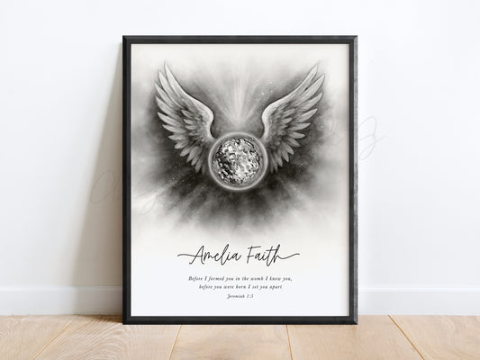 Angel Wings Watercolor IVF Embryo Art