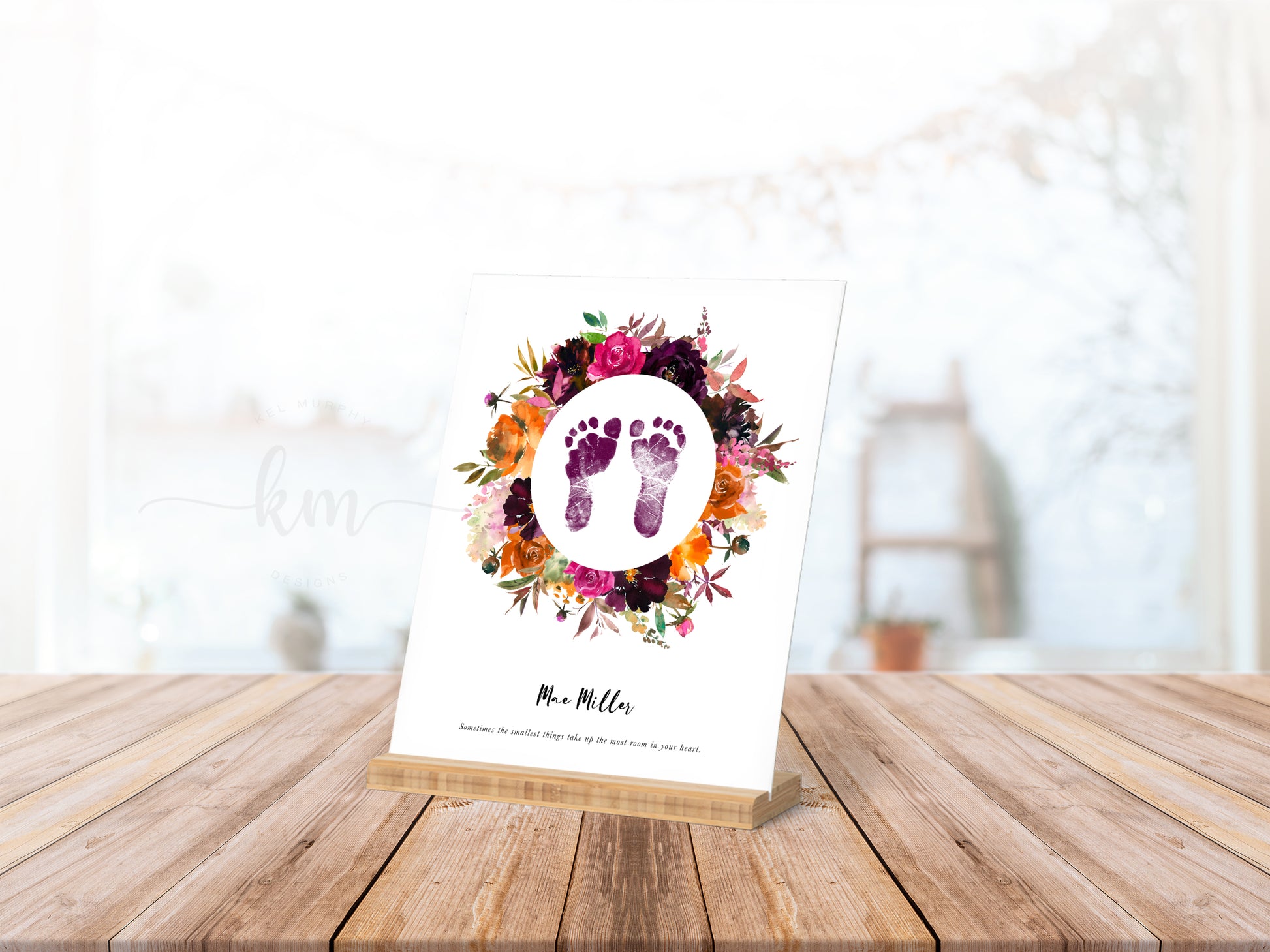 Personalized fall wreath footprint art – nursery or remembrance keepsake
