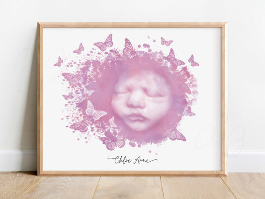 Butterflies Watercolor Ultrasound Art