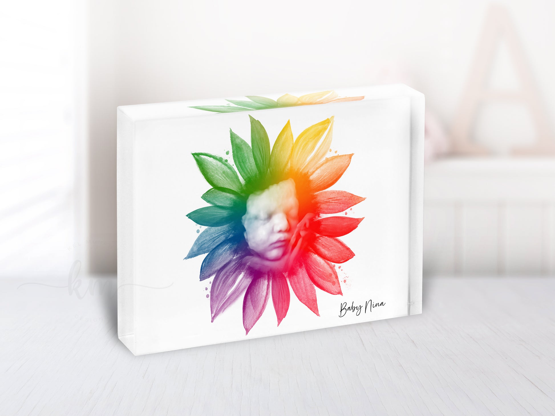 Heartfelt sunflower sonogram keepsake for baby remembrance or baby shower

