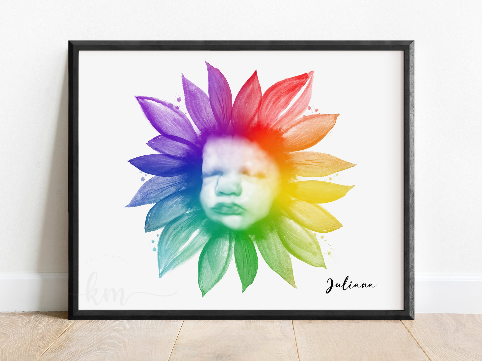 Personalized 3D sunflower sonogram keepsake with baby’s name and details

