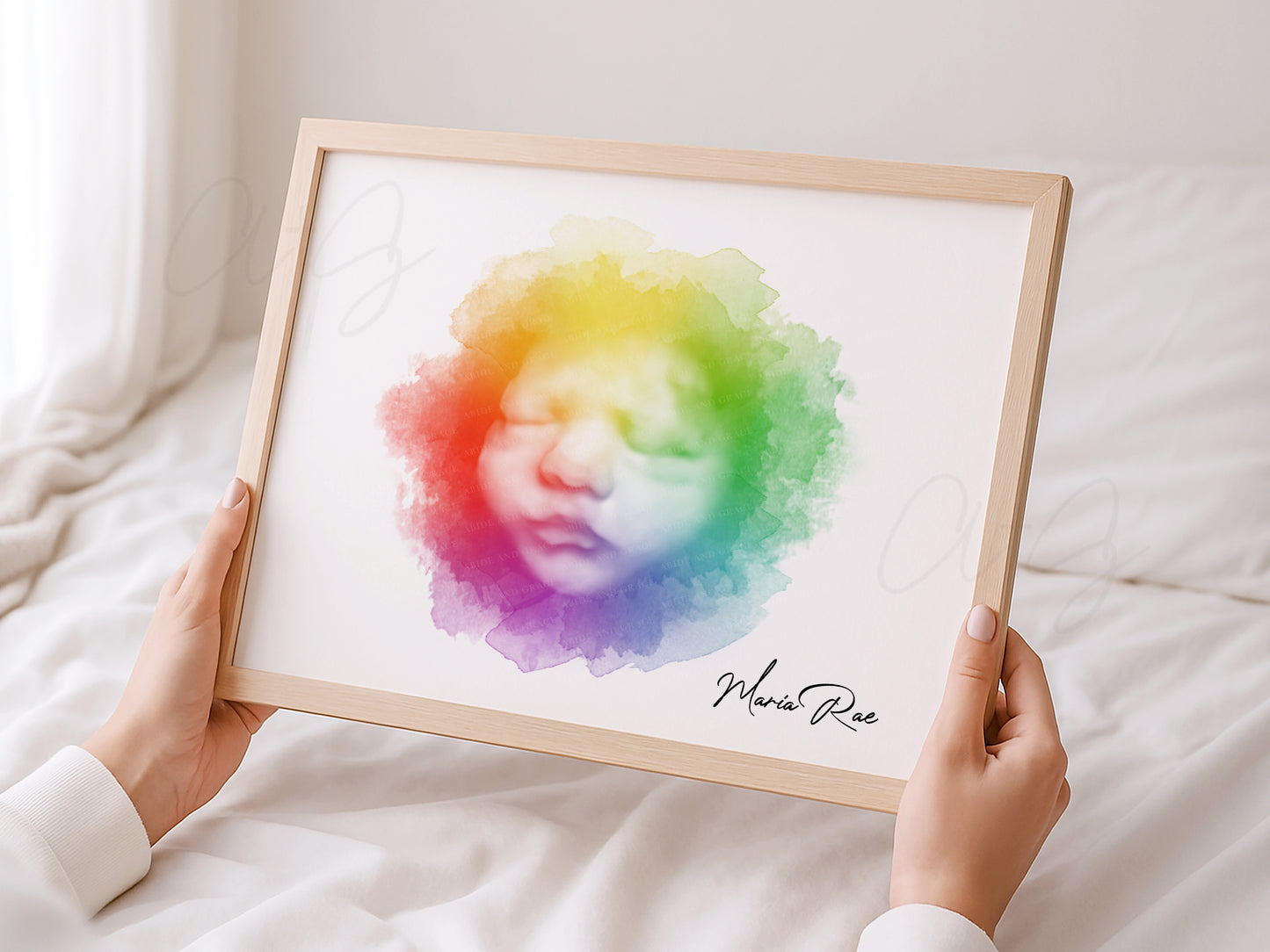 Rainbow Baby Circle Watercolor Ultrasound Art
