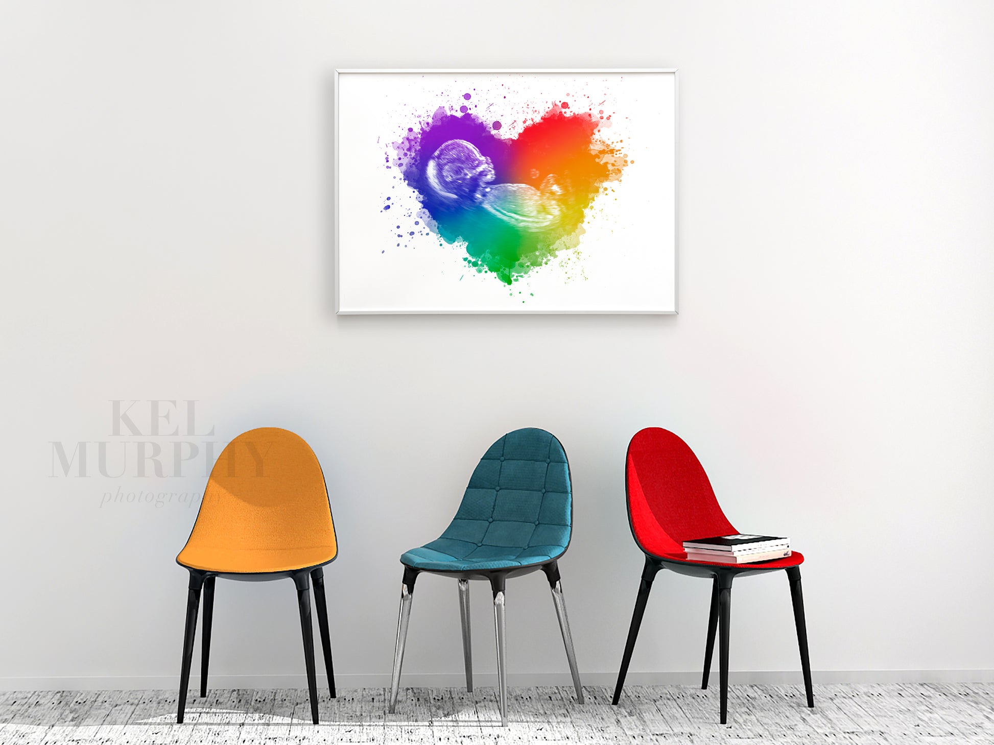 Heartfelt rainbow baby ultrasound art for miscarriage remembrance or shower gift

