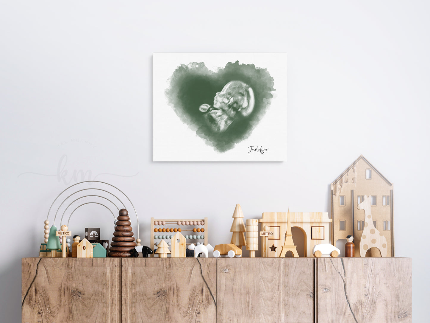 Heart Watercolor Ultrasound Art