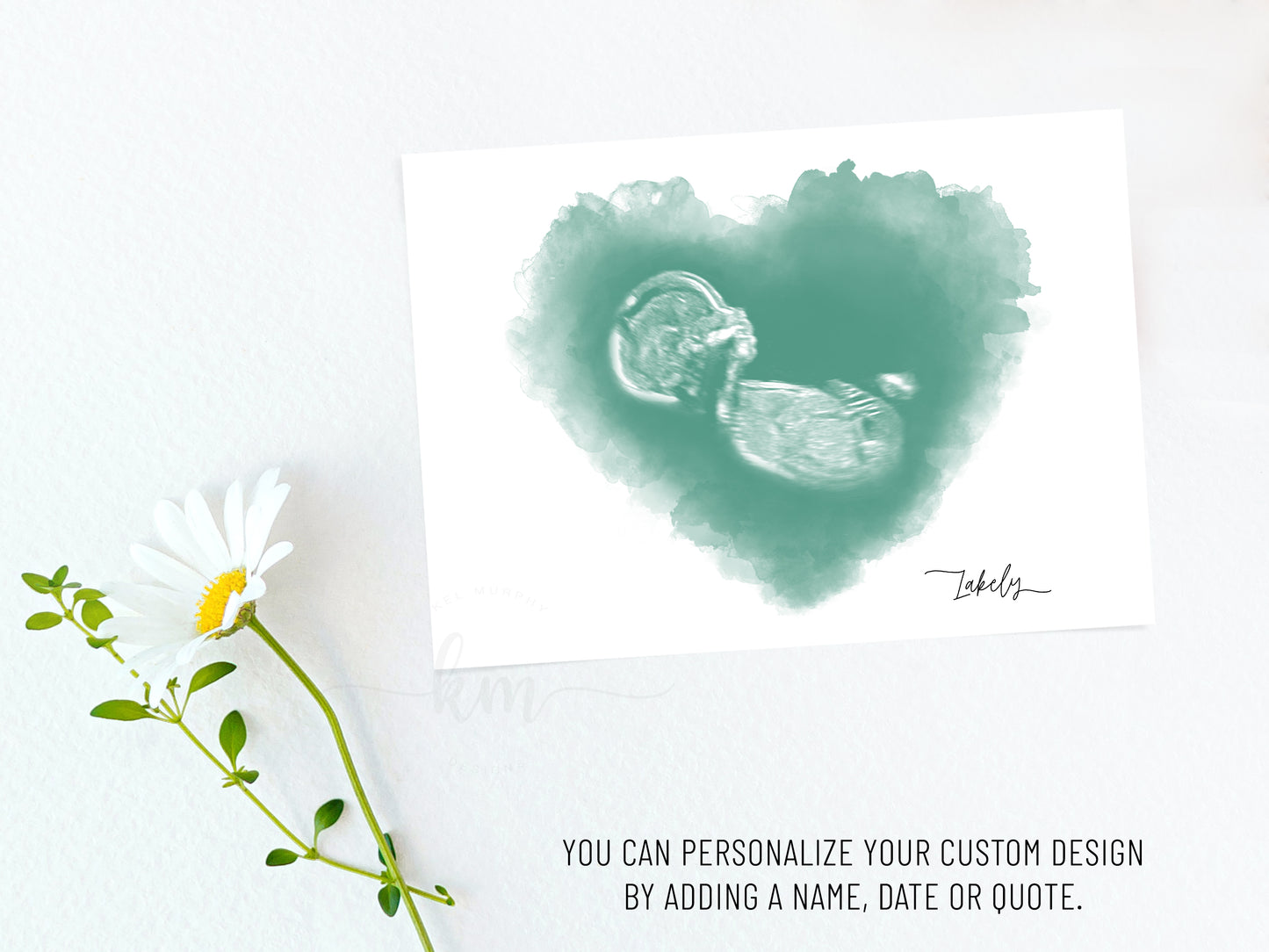 Heart Watercolor Ultrasound Art