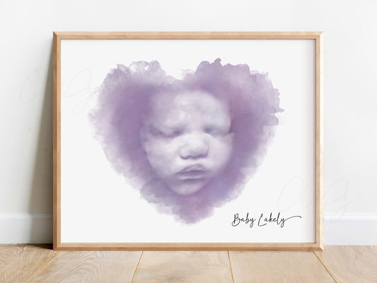 Heart Watercolor Ultrasound Art