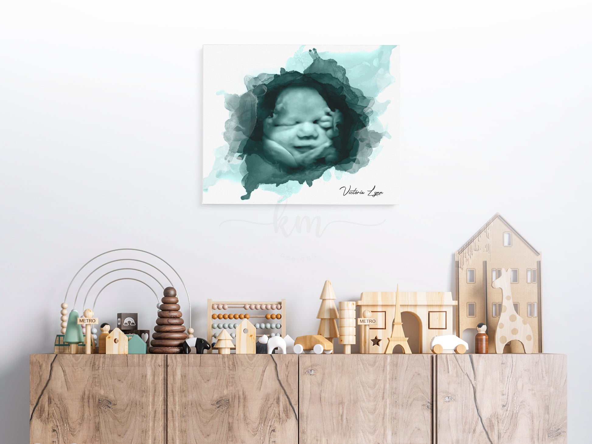 Miscarriage or new baby gift featuring alcohol ink color options for custom 3D ultrasound keepsake

